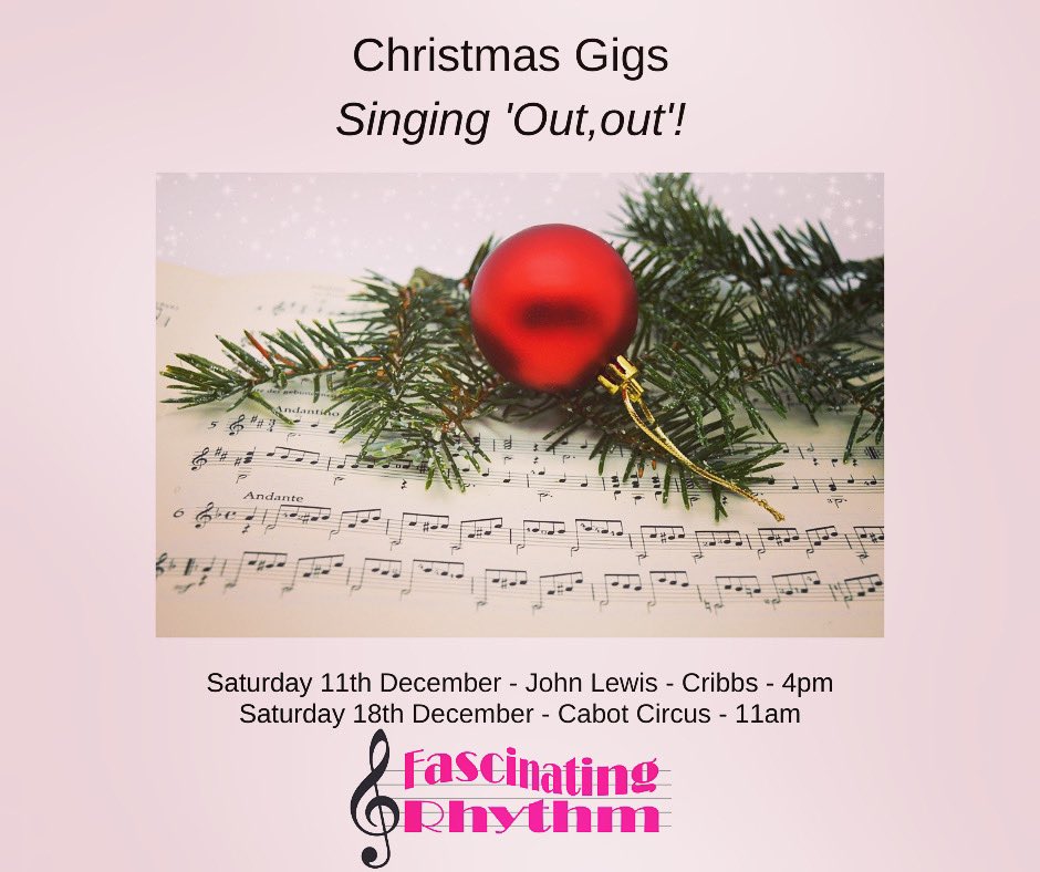 Our members from Fascinating Rhythm are feeling festive and all for good causes. Go and spread that good cheer ladies #bristolchoirs #somuchmorethansinging #mixedbarbershop <a href="/JohnLewisRetail/">John Lewis & Partners</a> <a href="/CabotCircus/">Cabot Circus</a>