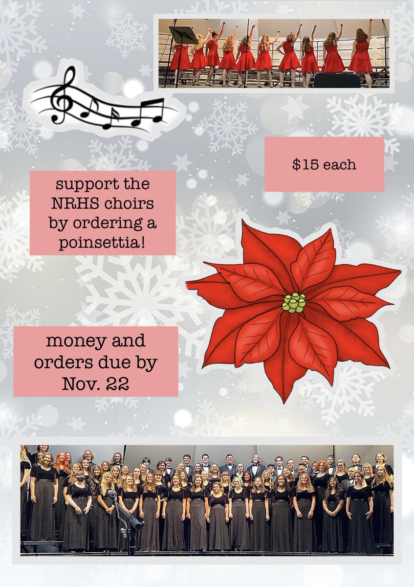 Support the @NRHSChoirs by purchasing a beautiful poinsettia for the holidays! Reserve yours today! <a href="/NRCSRangers/">North Ridgeville City Schools</a> docs.google.com/forms/d/e/1FAI…
