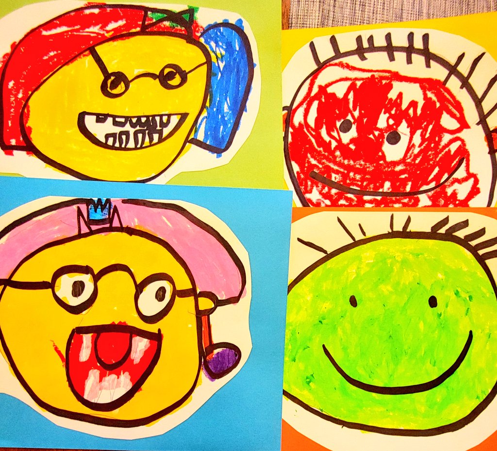 Kindergarten students were inspired by Todd Parr's book, 'Be Who You Are' to create their own unique portraits today.