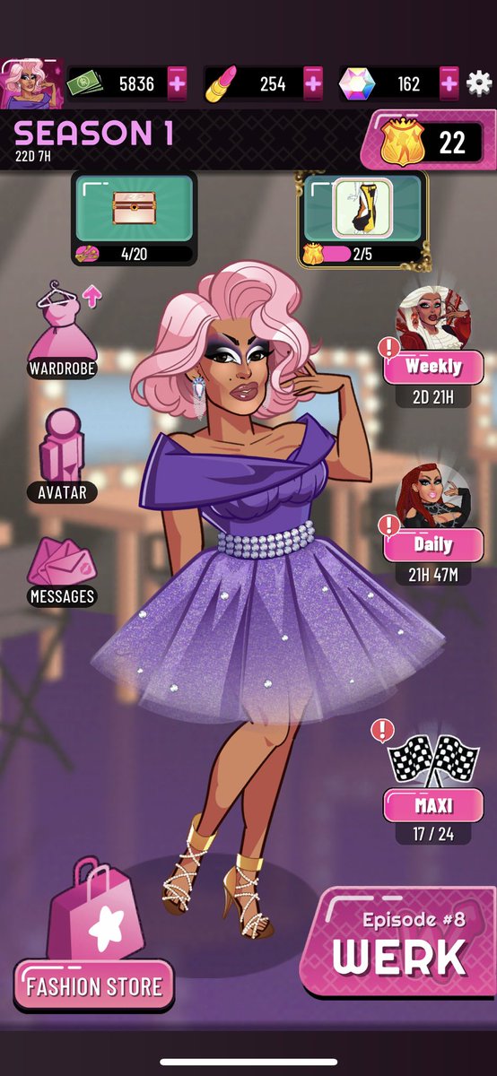 I’m loving the new RuPauls Drag Race Superstar game. My Queen Chleo Torres is smashing the maxi challenges