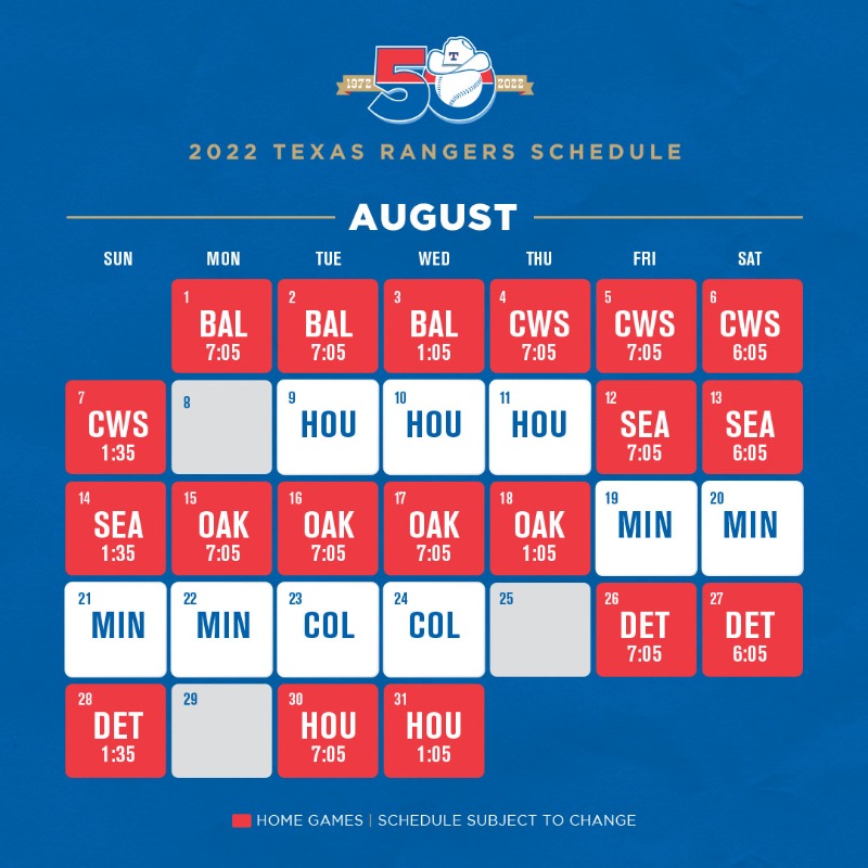 Rangers's tweet photo. ICYMI: We’ve got game times! ⏰