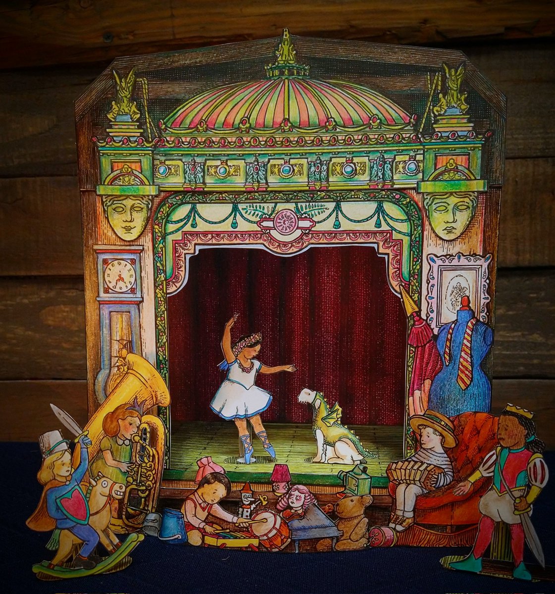 OperaPaper's tweet image. Not my work. Well, I colored it in. This gorgeous stage is The Opéra Grenier from @Pollockstoyshop.