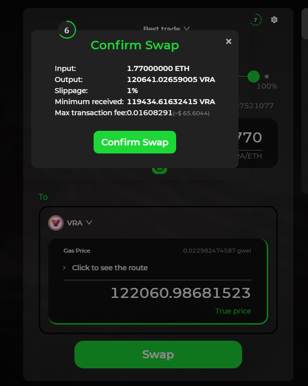 jh3427's tweet photo. I just check the SWAP function from $DEPO Dapp for  some $VRA.  It works flawlessly.  Lower gas fee(comparing to UNISWAP), intuitive UI, fast transaction time.  Love it!!! I will do all my swapping from $DEPO from now on.  Below is the $Uniswap and $DePO swap comparison. https://t.co/9HNYZrLeVu