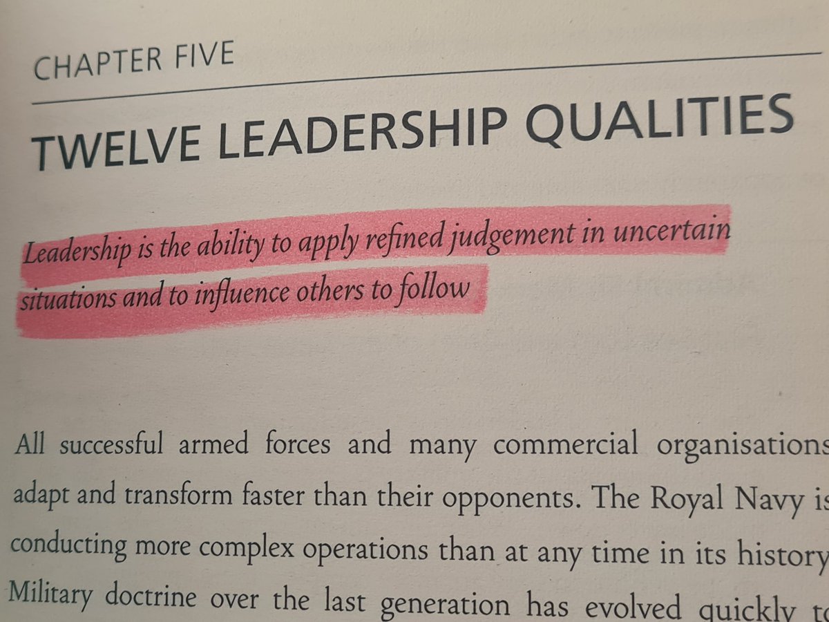 berneeclarke's tweet photo. Great read today: Royal Navy Way of Leadership by @andrewstgeorge. Lots to consider & some great examples of everyday leaders. Core values - often overlooked in life - underpin leadership behaviours.
#teamsuccess
#goodjudgement
#effectivedecisions https://t.co/dazNKl72e6