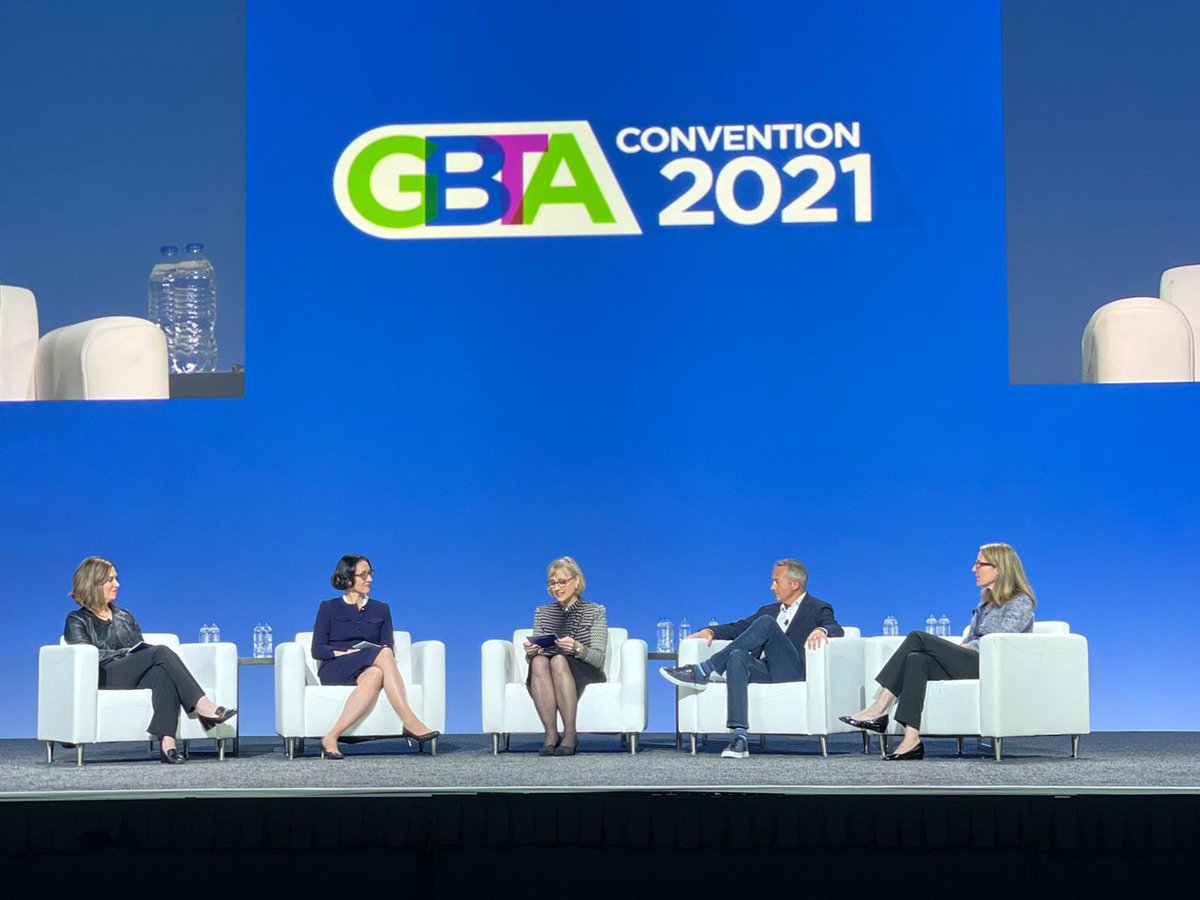 amexgbt's tweet photo. GBT's CEO Paul Abbott on stage during today's #GBTA2021 keynote lunch 'Mobilizing Our Industry For Change': "Business Travel might be only 20% of aviation emissions, but we can be 90% of the influence to deliver change."
#BackToBlueSkies #BusinessNeedsTravel https://t.co/qATBQnSDdh