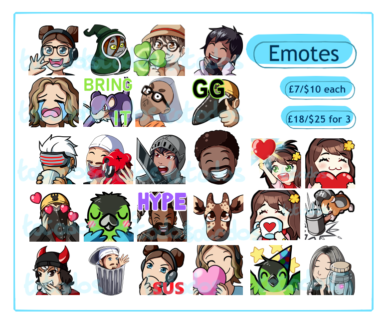 totodo_s's tweet photo. Fellow affiliates! Have you checked your emote library? In need of an emote artist for those extra tier 1 slots??
Maybe consider me maybe?? 👀
https://t.co/Jk1lSnHpVx 

⭐️ Limited special deal! 4 emotes for $33 / £24 ⭐️

#TwitchEmoteArtist #twitchaffiliate #emotes https://t.co/zBwDLJzeFd