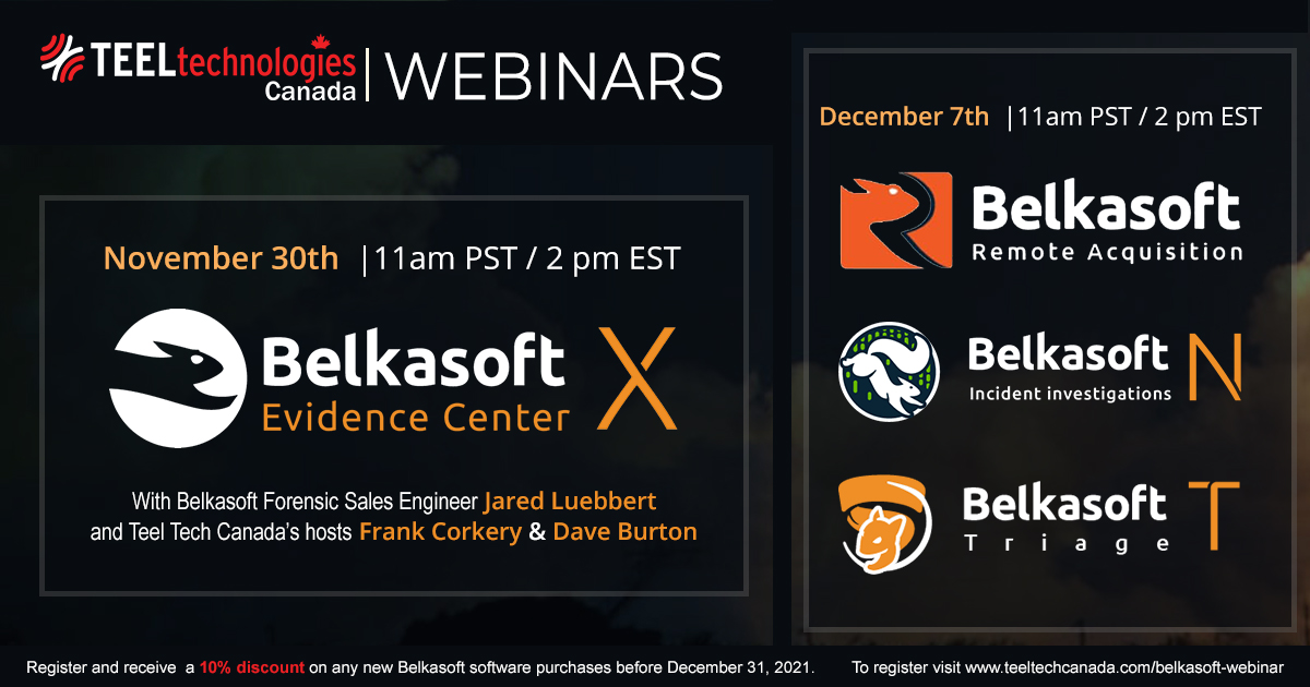 Unfortunately, we had to reschedule our recent <a href="/Belkasoft/">Belkasoft</a> webinars with forensic sales engineer <a href="/4n6Jared/">Jared Luebbert</a>. Join us on November 30th &amp; December 7th for these newly rescheduled events - bit.ly/ttc-belkasoft 
#digitalforensics
