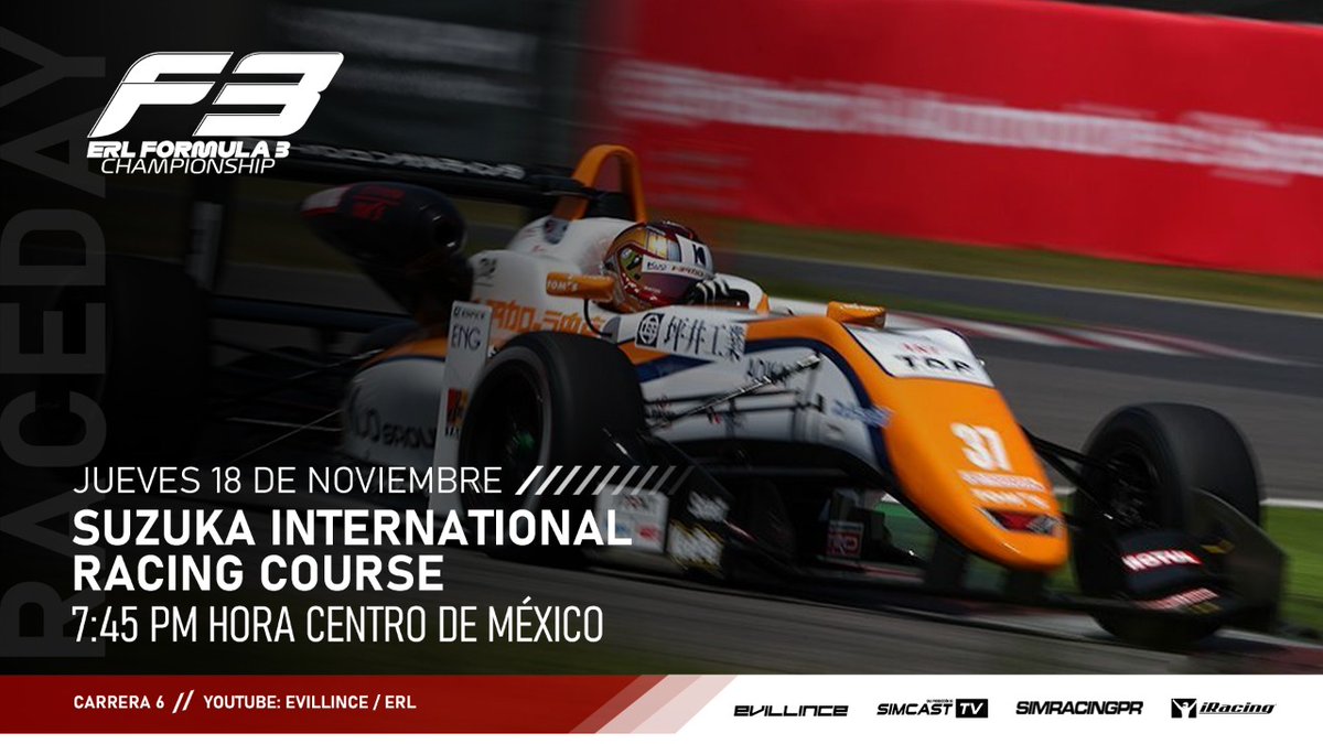 eRacingLeagueMx's tweet photo. ¡Noche de carrera! ¡Final de campeonato! ¿Quién será el primer campeón de la primera edición de la ERL Formula 3?

Sigue la transmisión en vivo en el siguiente enlace: https://t.co/oMnz4shawz https://t.co/OKukeiW7BP