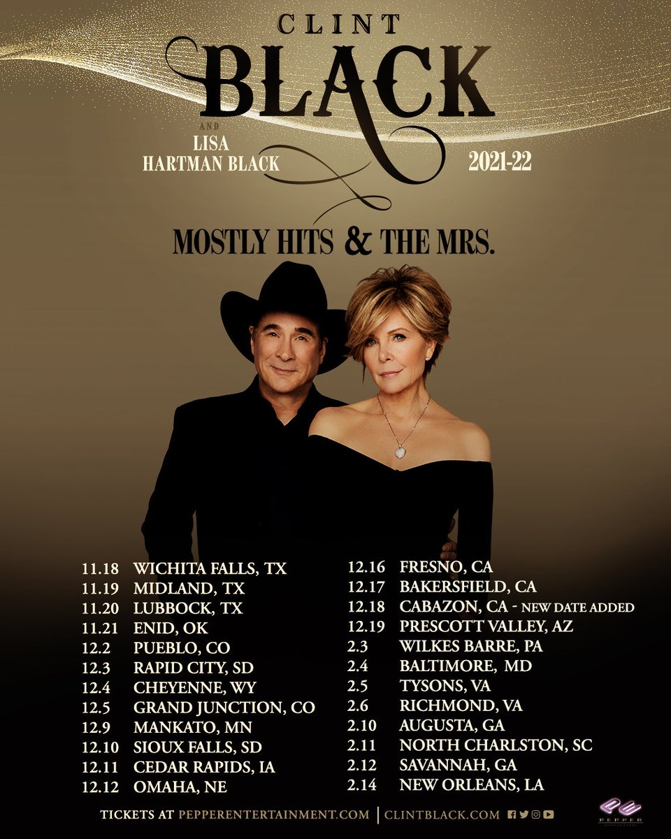 The Mostly Hits & The Mrs. Tour kicks off tonight in Wichita Falls! Don’t miss this family affair. @Clint_Black @lisahbofficial @lilypblack