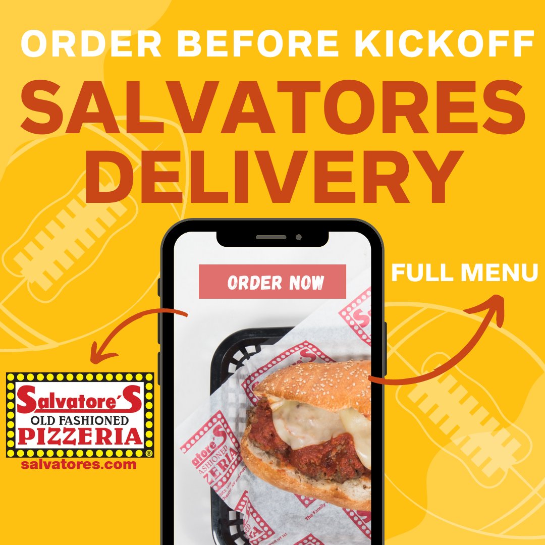 Thursday night football! 🏈 Here's your reminder - order online and save some time! salvatores.com