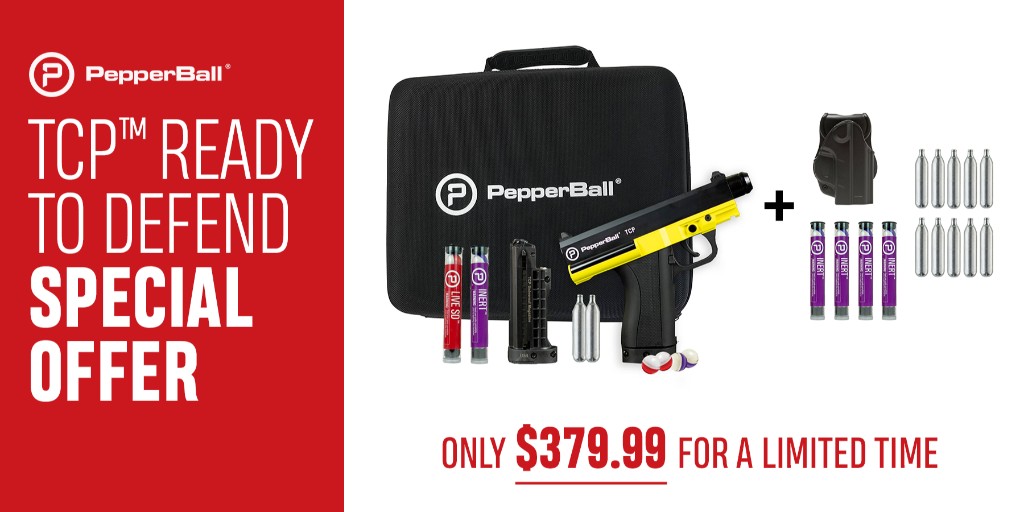 RealPepperBall's tweet photo. To celebrate the launch of our TCP Ready to Defend Kit we've created a SPECIAL BUNDLE OFFER!

You get:
- TCP Ready to Defend Kit
- TCP Holster
- 20 Inert Projectile
- 10 pack of CO2 Cartridges

ALL FOR JUST $379.99!!

Buy now: https://t.co/nensi4un7k

*Offer expires 11/20/2021* https://t.co/PvVwCnmsTL