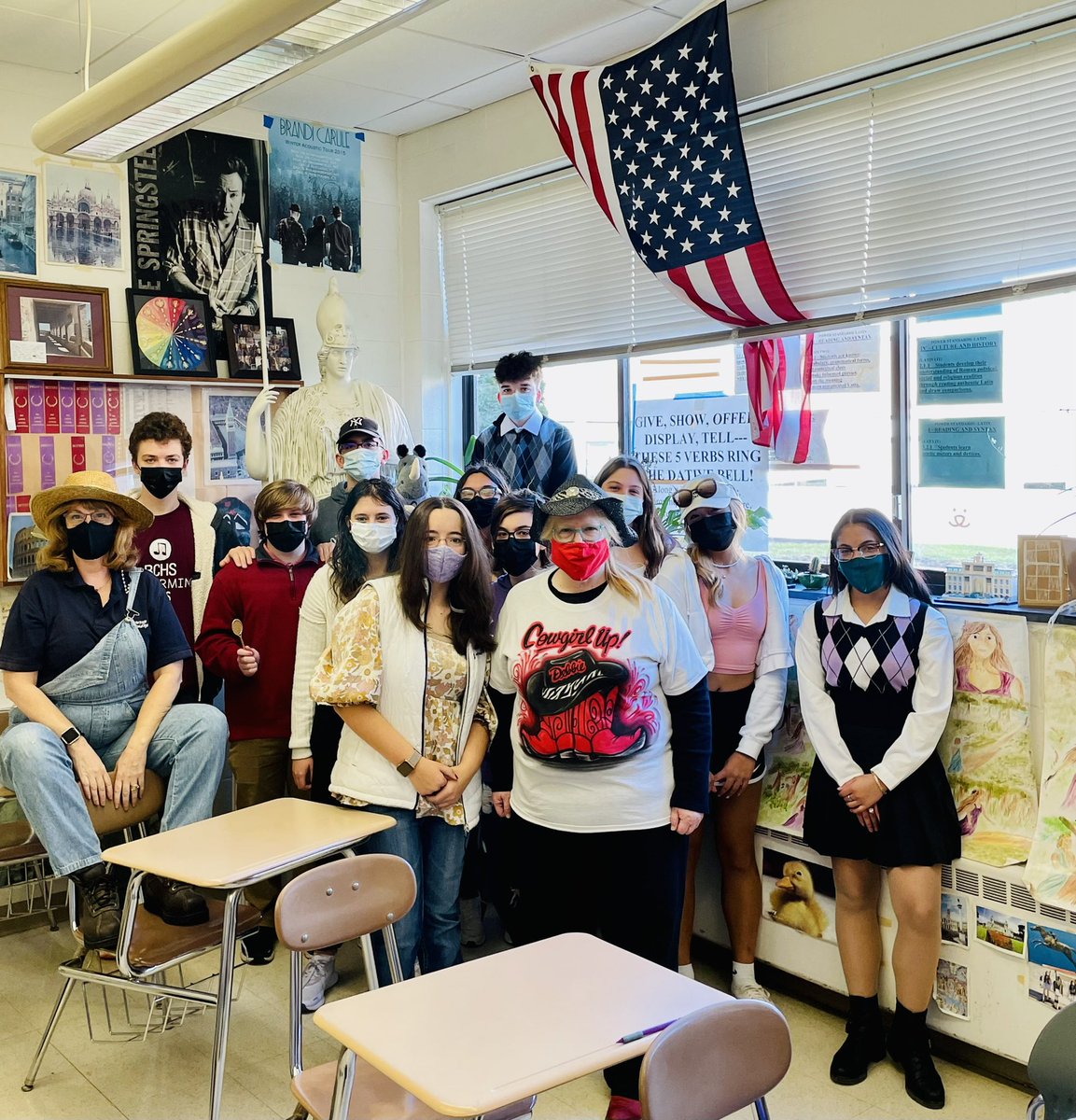 BCHSInterAct1's tweet photo. Spirit week continues at BCHS!  Todays theme- dress Country or Country Club. #BCLatin #LatinRocks #SpiritWeek https://t.co/bVweUJXJsy