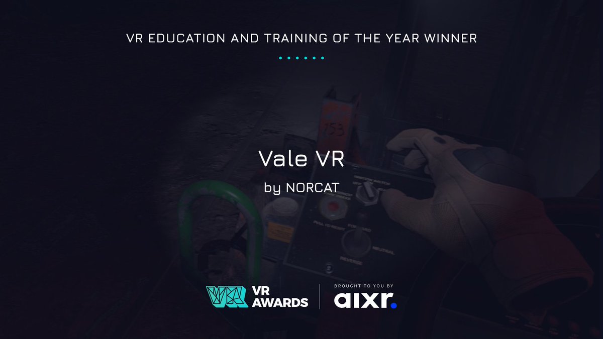 .<a href="/NORCAT/">NORCAT</a> is honoured to announce that <a href="/STUDIONORCAT/">STUDIO NORCAT</a>'s Vale VR project has been named the winner in the VR Education and Training of the Year category at the 2021 <a href="/VRAwards/">AIXR XR Awards</a>! 🎉🥳