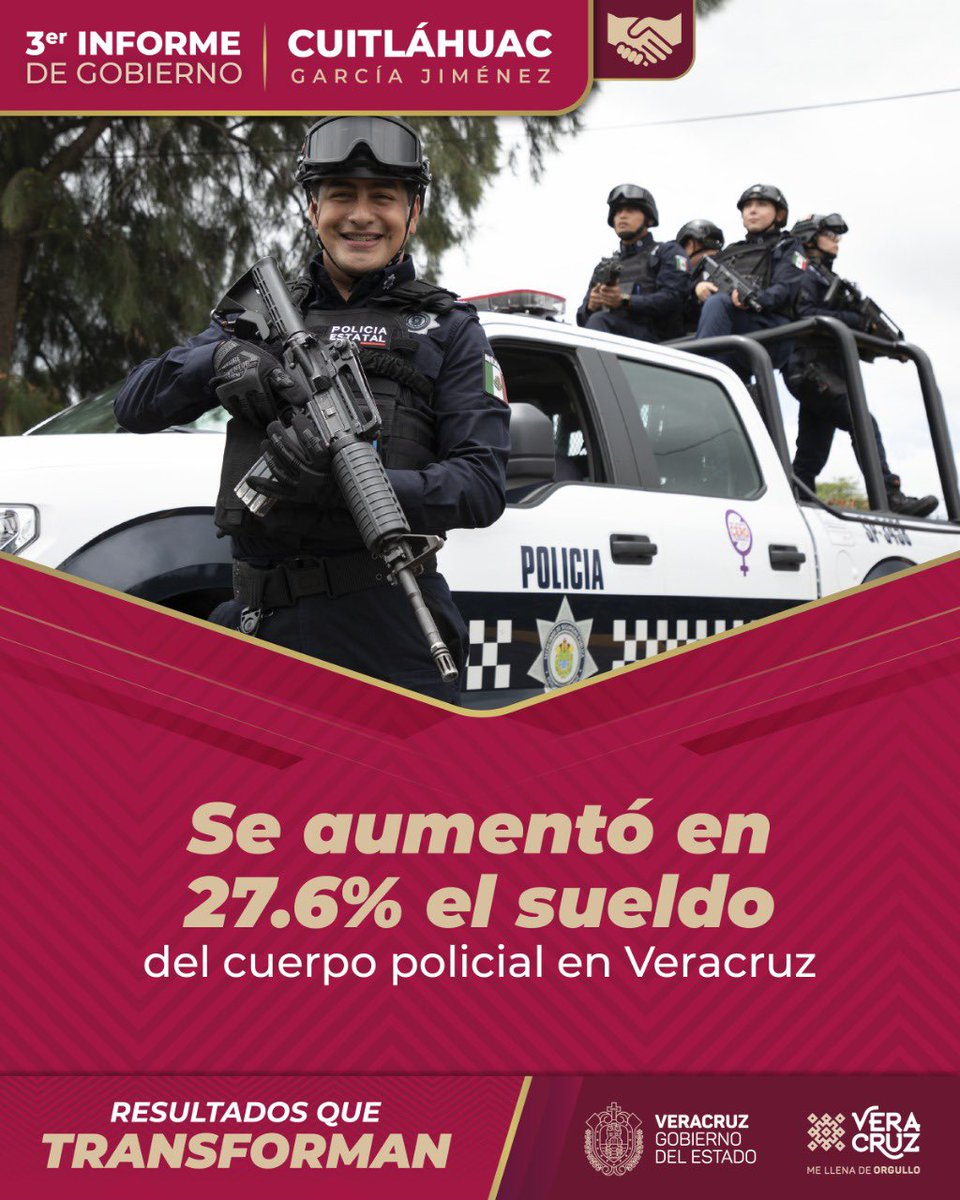 JonathanAH_'s tweet photo. A 3 años de gobierno y con la firme convicción de dignificar a nuestros cuerpos policiales, se han incrementado el salario de las y los policias. 

#ResultadosQueTransforman #3erInformeCGJ https://t.co/SGlxC7s26u
