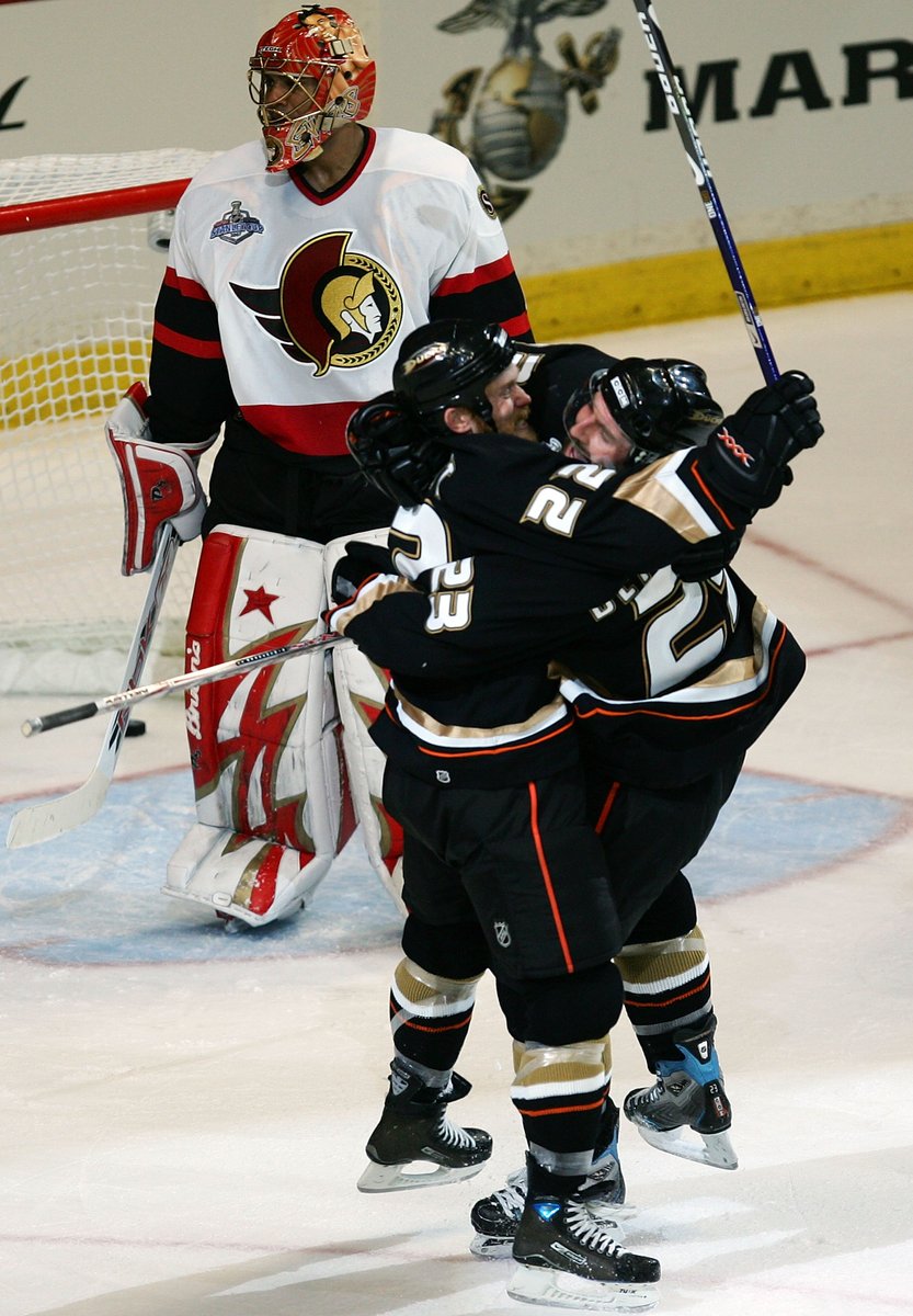 AnaheimDucks's tweet photo. Sixteen years ago this week, we acquired Francois Beauchemin and Todd Marchant in separate deals. A year and a half later they were Cup winners, and now we're proud to have them both on our staff!

#TBT presented by @UCIrvineHealth https://t.co/BOjFDsm92X
