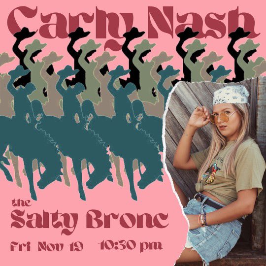 thesaltybronc's tweet photo. Friday night, Carly Nash returns to Stillwater!

#thesaltybroncsaloon
#homeofdirtandspirits
#supportlivemusic
#visitstillwater @carlynashmusic https://t.co/bbTv3EfKTm
