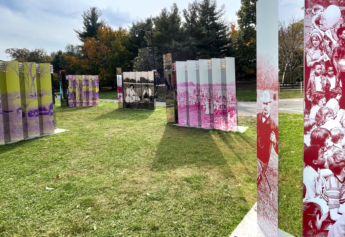 "Lenticular Histories" by current #LMCCArtsCenter artist-in-residence Rose DeSiano is currently on view in Prospect Park through May 2022!

Created during the residency, viewers experience the narrative of Prospect Park through historical photographs.