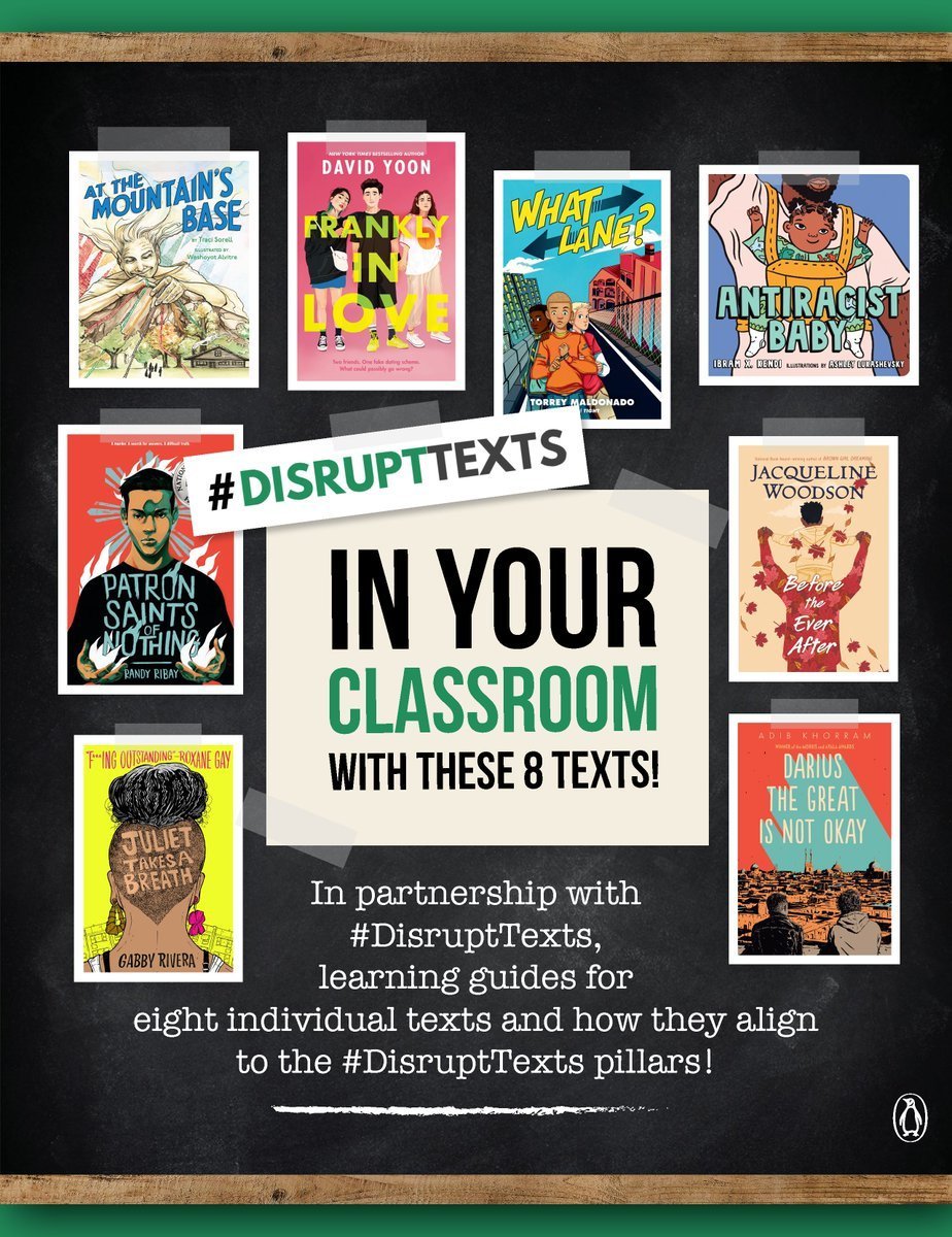 Happy one year anniversary to this awesome guide from <a href="/DisruptTexts/">#DisruptTexts</a>. Eight books for grades K-12 to help bring equity to your classroom or library! #NCTE21 #DisruptTexts 

Download the FREE guide: bit.ly/DisruptTextsGu…