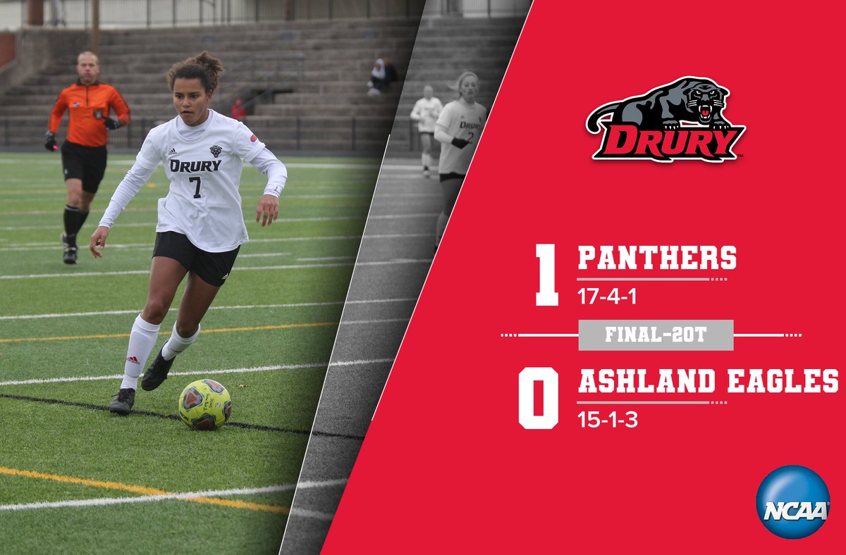drurypanthers's tweet photo. PANTHERS WIN!!!
Chloe Cash with a goal in the second overtime (105') sends @drurywsoc into the 2nd round of the NCAA-II Tournament https://t.co/6x19a4wRW0