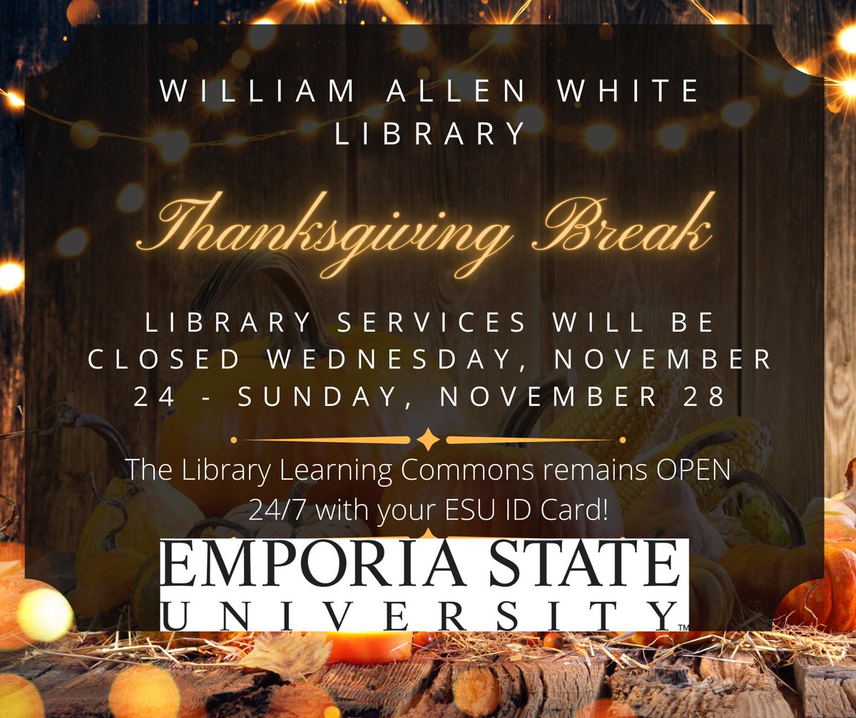 esulib's tweet photo. We wish everyone a happy, safe, and restful Thanksgiving Break! https://t.co/VcmhbJTWOn