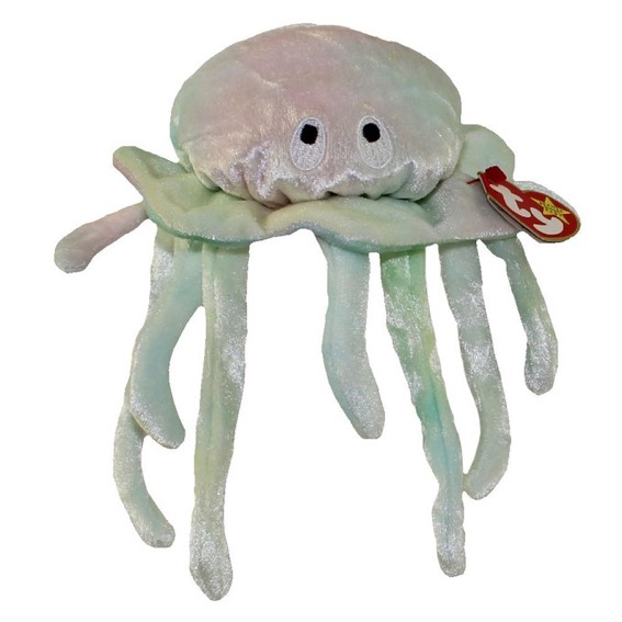 beaniebabybot's tweet photo. Goochy the jellyfish. 
Birthday: November 18, 1998.
“Swirl, swish, squirm and wiggle
Listen closely, hear him giggle
The most ticklish jellyfish you’ll ever meet
Even though he has no feet !” https://t.co/mACQoKHKG0