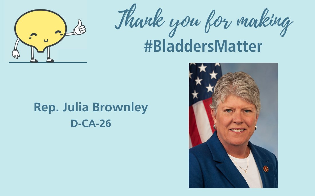 Urology Care Foundation (@urologycarefdn) on Twitter photo Thank you Rep. Julia Brownley <a href="/RepBrownley/">Congresswoman Julia Brownley</a> and each of the ~30 signers for leading a congressional effort to increase bladder cancer research funding at the DoD! #BladdersMatter
Every effort makes a difference! Thank you Rep. Julia Brownley <a href="/RepBrownley/">Congresswoman Julia Brownley</a> and each of the ~30 signers for leading a congressional effort to increase bladder cancer research funding at the DoD! #BladdersMatter
Every effort makes a difference!