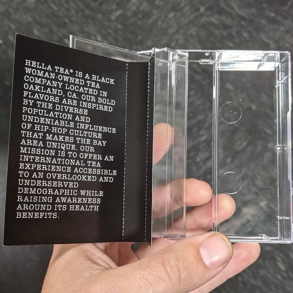 hellateaoakland's tweet image. Early on in hip-hop, rappers would hand out “Demos”  in hopes of getting signed to a label.  

Hella Tea®  tea samples pays homage to that same hustle &amp;amp; mindset.

#HellaTea #HellaOakland #HellaGood #looseleaftea #blackownedbusiness #womanownedbusiness #cassette #oakland #bayarea