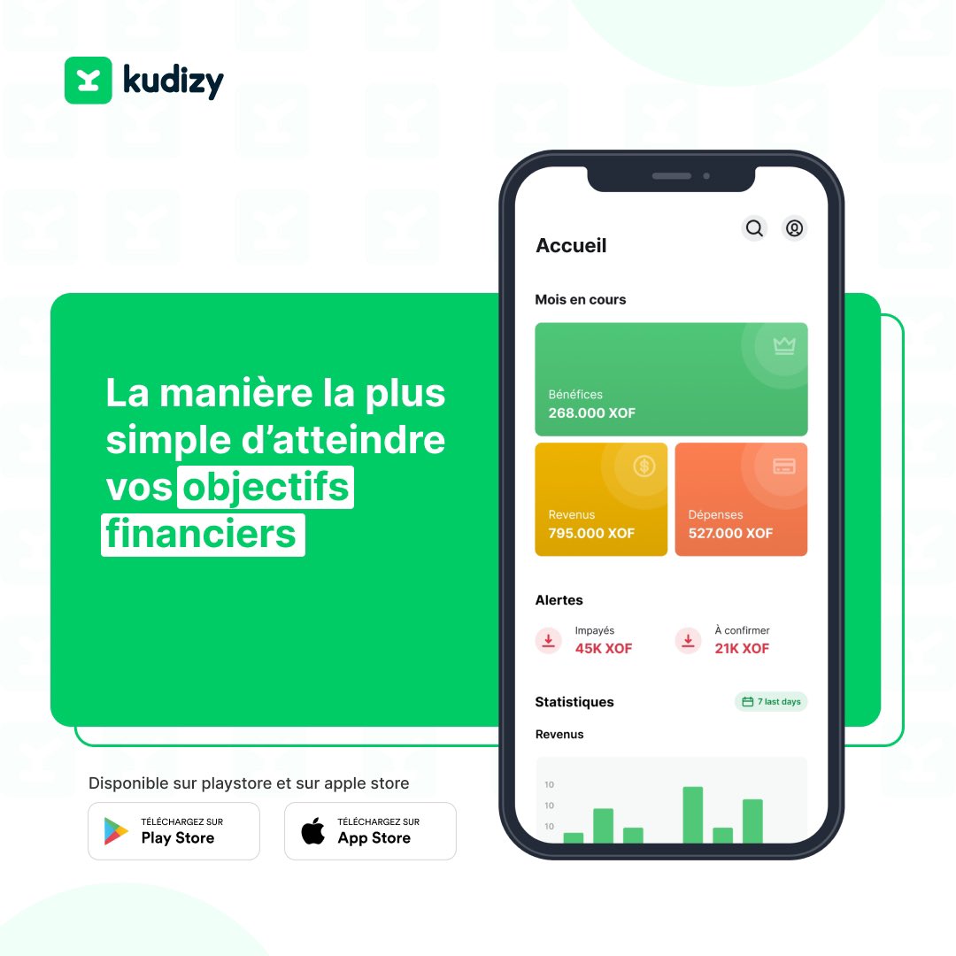 KudizyApp's tweet photo. Le jour J est là ! 😍

L’application mobile de Kudizy est disponible sur play-store 📱

Elle vous permettra d’envoyer vos factures en 3 clics, d’optimiser vos dépenses et d’accéder aux stats utiles pour faire croitre votre business.🚀

Téléchargez la👇🏽

https://t.co/CsKlkqFY8C https://t.co/BJQtFxp96Z