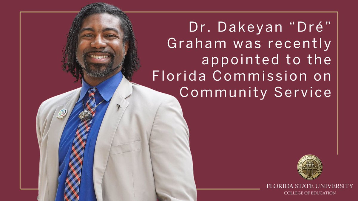 Congrats to <a href="/2020FLTOY/">Dr. Dakeyan Chá Dré Graham</a> for being appointed to the Florida Commission on Community Service all while getting his Ed.d. with <a href="/ISLT_FSU/">ISLT @ FSU</a>.