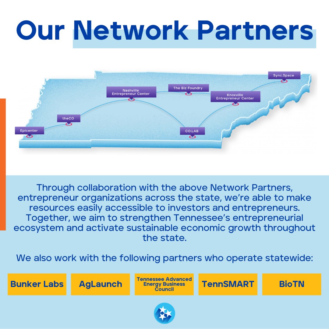 Continuing our National #Entrepreneurship Month series, this week we’d like to #highlight our incredible #Network Partners and how they help us support #Tennessee’s entrepreneurial ecosystem, both on a local + statewide level.
