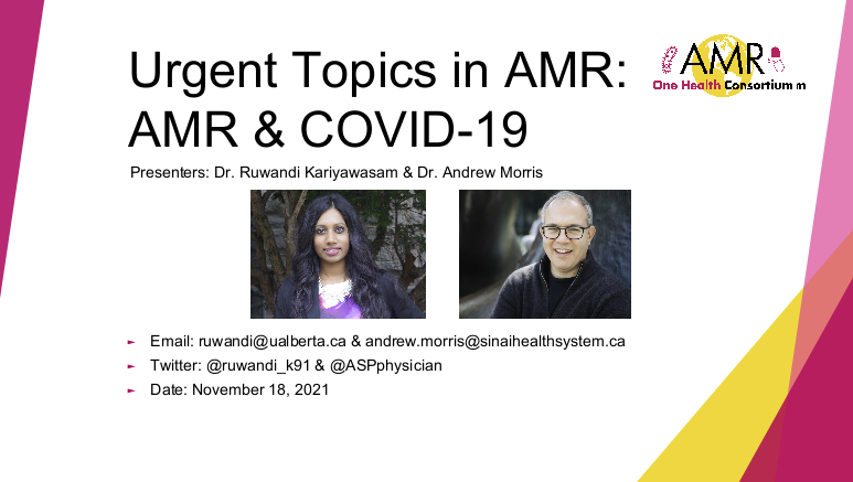 ruwandi_k91's tweet photo. It was a pleasure kicking off #WorldAntimicrobialAwarenessWeek by giving a talk alongside @ASPphysician on #AMR and #COVID19. Thank you @UCalgary and the #OneHealthConsortium for the chance to speak https://t.co/YlT0RMhvjR