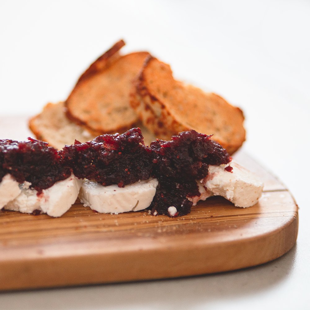 Laura Chenel Goat Cheese with Seasonal Berry Jam &amp; Toasted Italian Baguette pairs perfectly with any 🍷
Walkins always welcome. Doors open at 4pm.

#58degrees #sacramento #916 #farm2Fork