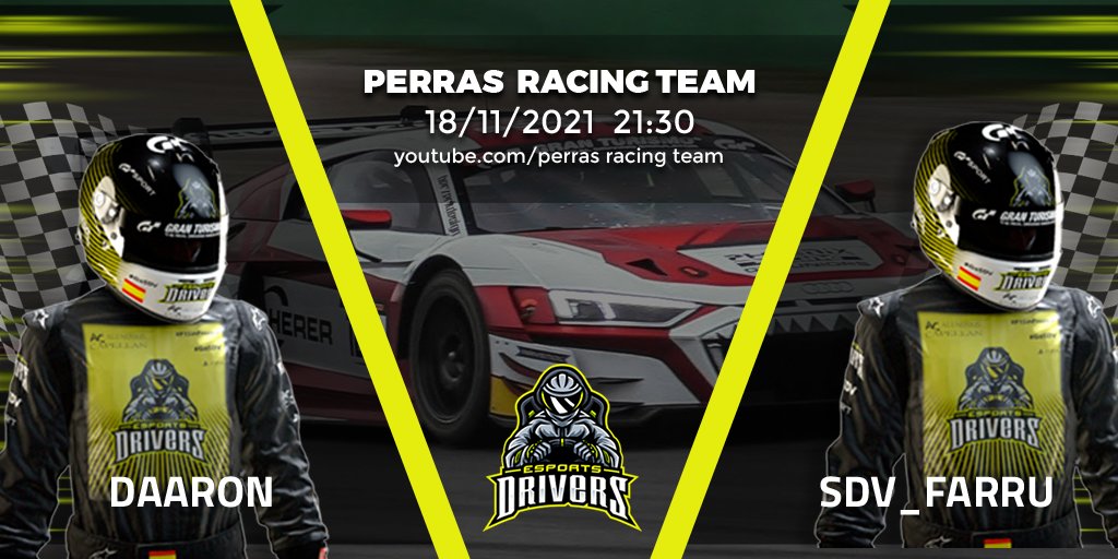 eSportsDrivers's tweet photo. #Raceday  #ACC

#PerrasRacingTeam

🇮🇹 Missano

👽 @SDV_FARRU 
👽 #Daaron
👽 #Rodelasracing13

🚘 Bentley  🚘 Audi R8

⌚ 21:30

#AluminiosCapellan

https://t.co/bbqIyqEUqv https://t.co/dXLto5nj1k