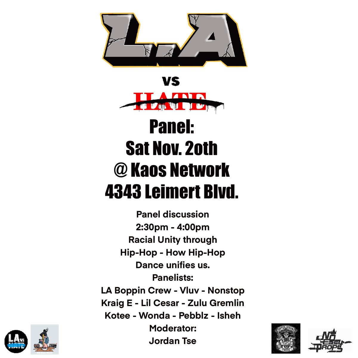 LA vs. Hate Unity through Hip-Hop dance panel this Sat!