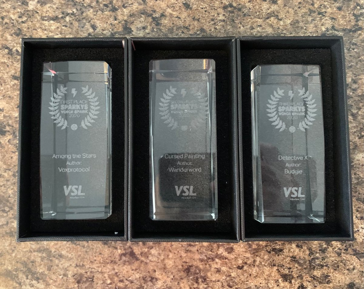 ASR_Podcast's tweet photo. We are just hours away! #Voicespark Live is calculating the final voting totals for the Sparky's! See which Skill or Action takes home the title of Best voice app/game of 2021. #voicefirst #voiceevents #freevoiceevents https://t.co/1XmcIC8vyr https://t.co/2sb2ltuZdV