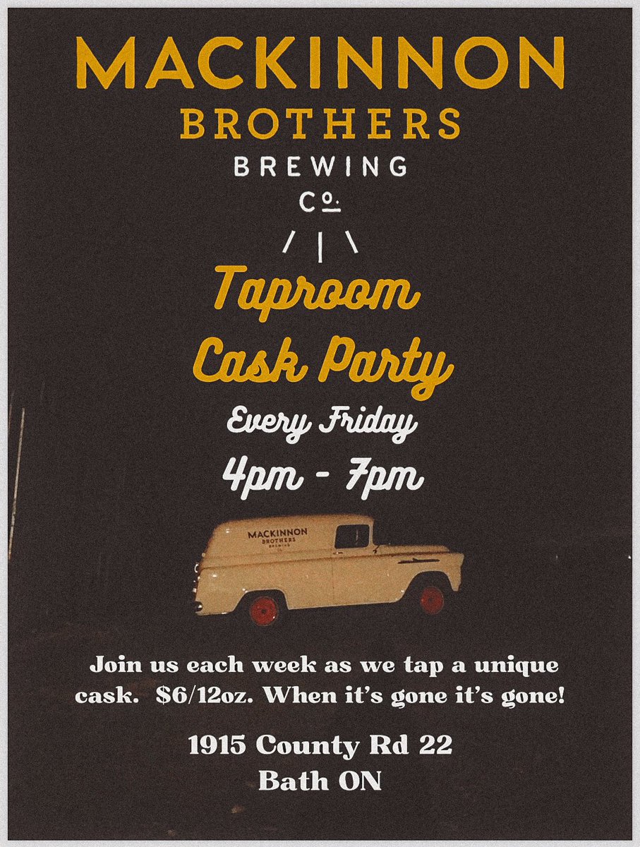 𝕄𝔸ℂ𝕂𝕀ℕℕ𝕆ℕ 𝕋𝔸ℙ ℝ𝕆𝕆𝕄 ℂ𝔸𝕊𝕂 ℙ𝔸ℝ𝕋𝕐

Every Friday, 4-7pm.

Join us as we tap a unique cask each week!

This Friday we will be tapping a cask of Hyssop infused 8-Man 🍻

This is an indoor tasting, proof of vaccination is required.

#mackinnonbrothers
