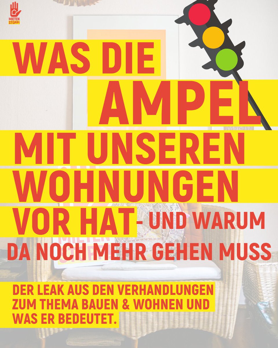 Nächste Woche kommt die 🚥.
Aber bereits letzte Woche ist geleakt worden, was zu Thema 🏡WOHNEN &amp; 🧱BAUEN geplant ist.
Soviel sei verraten: ein #Mietenstopp kommt nicht.
👉🏼Stattdessen kommt die #Kappungsgrenze.
📍Und weil keiner weiß was das überhaupt ist, hier einmal erklärt.👇🏽
