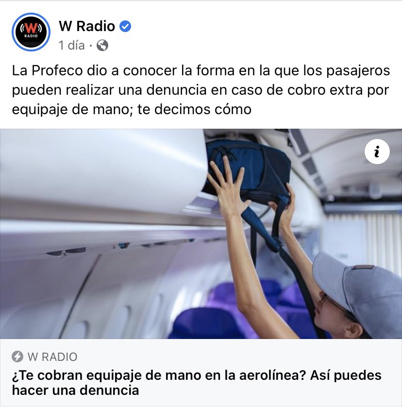 Si les siguen cobrando equipaje de mano pueden denunciar ante la <a href="/Profeco/">Profeco</a> yendo a cualquier oficina de defensa del consumidor o a través de Concilianet. No se dejen por aerolíneas abusivas🙃 <a href="/viajaVolaris/">Volaris</a> <a href="/VivaAerobus/">Viva</a> facebook.com/296730648408/p…
