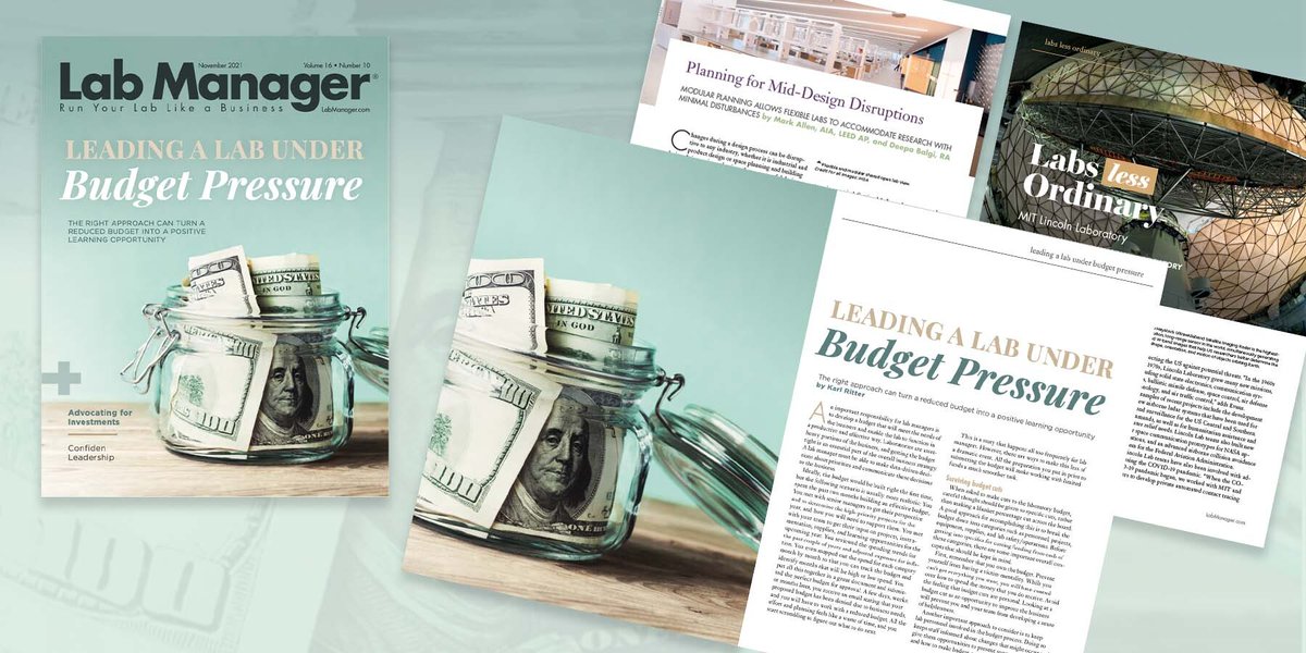 LabManager's tweet photo. Don’t forget to check out our November #PrintIssue, “Leading a Lab Under Budget Pressure,” which talks about handling #FinancialPressure as well as advocating for investment, among other things! #LabBudget https://t.co/h12YGFyepK https://t.co/gdeLt6cpAD