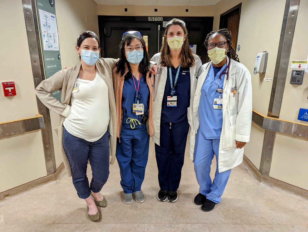 URMC_Neurology's tweet photo. Introducing our Neurology floor team for the week: Dr. Burch (attending), Dr. Li (chief), Dr. Purks (PGY1), and Dr. Cooper Overmiller (PGY2) in front of our beloved unit 516! #MedTwitter #Neurology #NeuroTwitter #notjustguyswithties #GeneralNeuro π§ π§ πͺπΌπͺπΌ https://t.co/JwxXkp7sJS