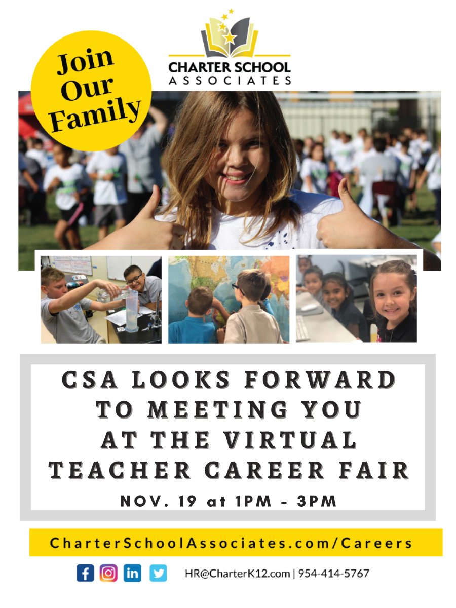 Sign-up to meet with <a href="/CSASchools/">Charter School Associates</a> &amp; more organizations during the Education Career Fair tomorrow! 

You can sign-up for 1 on 1 &amp; group sessions to learn about career opportunities. 

View the list of attending organizations app.joinhandshake.com/career_fairs/2…