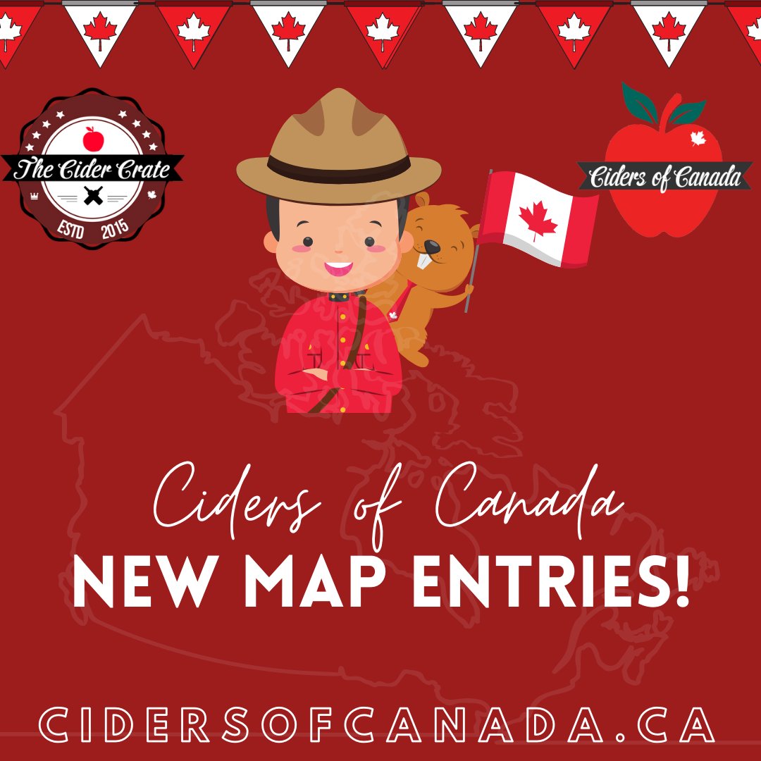 TheCiderCrate's tweet photo. 5 new cider entries to the Ciders of Canada map today!

https://t.co/Wz6fDf2Ozt
🍎 Brooker's Cider (ON)
🍎 The Little Cider Company (ON)
🍎 Affinity Ciderhouse (BC)
🍎  Hill Top Hops @hilltophops (NS)
🍎 Cidrerie du Parc (QC) https://t.co/QvUzTArUHX