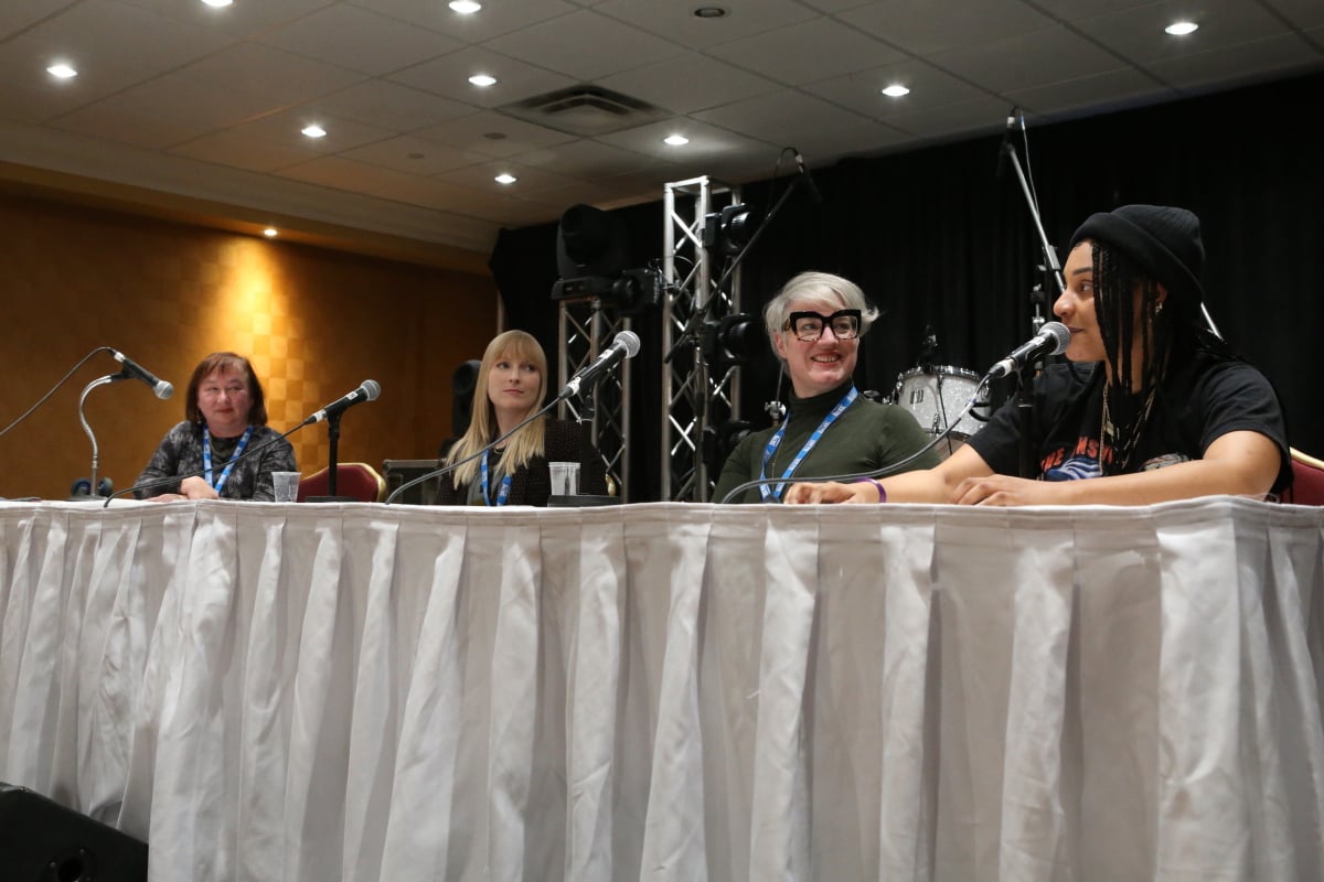 #TBT: Check out this great shot from our #NSMW2021 #WomenInTheStudio panel, featuring @breaghisabel, @iamREENY (@CymbaMusic) and @ErinCostelo! @musicnovascotia.