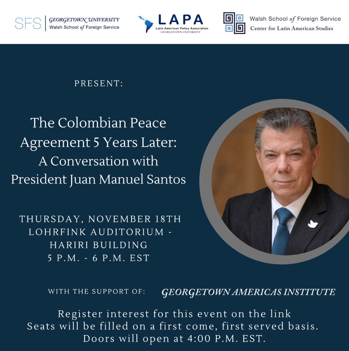 Today ay 5pm Twitter: @georgetownclas @guamericas @georgetownsfs