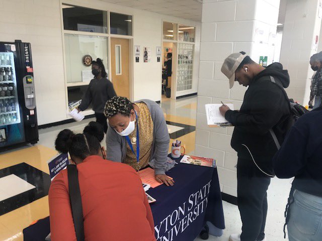 We had a great time connecting with our scholars at the Academy for Advanced Learning.. We even had a surprise visitor pop up! Our very own president, Dr. T. Ramon Stuart! #DualEnrollment #ClaytonNotColumbus #CSU <a href="/csuadmissions/">CSU - Admissions</a>