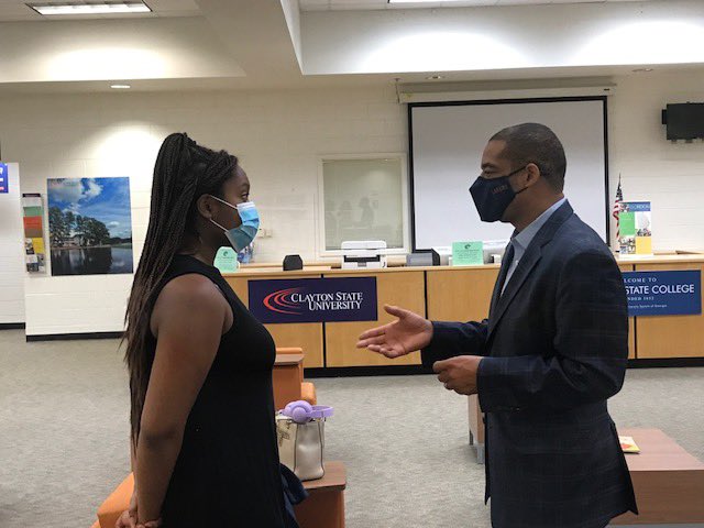 CsuDualEnroll's tweet photo. We had a great time connecting with our scholars at the Academy for Advanced Learning.. We even had a surprise visitor pop up! Our very own president, Dr. T. Ramon Stuart! #DualEnrollment #ClaytonNotColumbus #CSU @csuadmissions https://t.co/kkUuQDGi0l