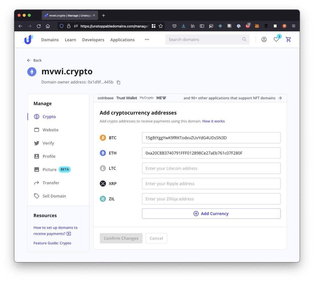 🎉Release time!

Live today: a fully rebuilt manage experience for all UD domains:
- New iconography showing which chain a domain is on
- Revamped sidebar nav &amp; breadcrumbs
- Icons for supported currencies
- Rebuilt Twitter verification, transfer, and sale components
...