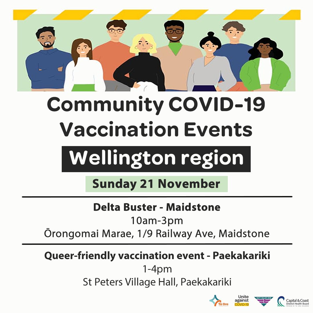 📍There are a number of pop-up vaccination events this weekend across the Wellington region! Check them out here 👇 No appointment needed, just rock on down whānau! You can see all the pop-up events at: rph.org.nz/public-health-…
#WellingtonRegionVaxxedReadyforSummer 💛