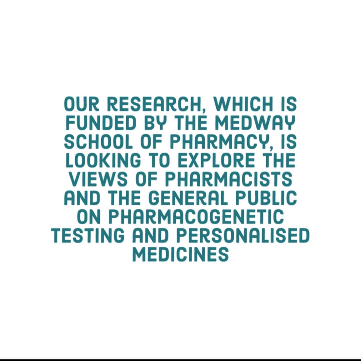 medPGx's tweet photo. We want to learn about your views on pharmacogenetics and personalised medicines! If you’d like to take part in our research, please click the link in our bio and fill out the survey relevant to you or send us a direct message #Pharmacy #Pharmacists #Research https://t.co/gGJLXe2Tbq