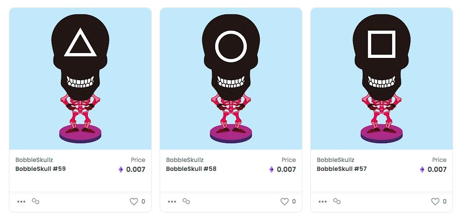 BobbleSkullz's tweet photo. #SquidGames BobbleSkullz now on @opensea ! https://t.co/E2ZoAOWjc3